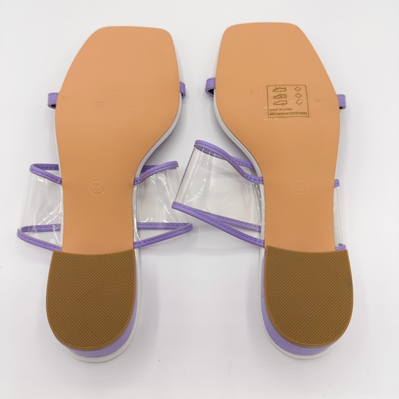 Shein Purple & Clear Block Heel Square Toe Heels - Picture 5 of 5